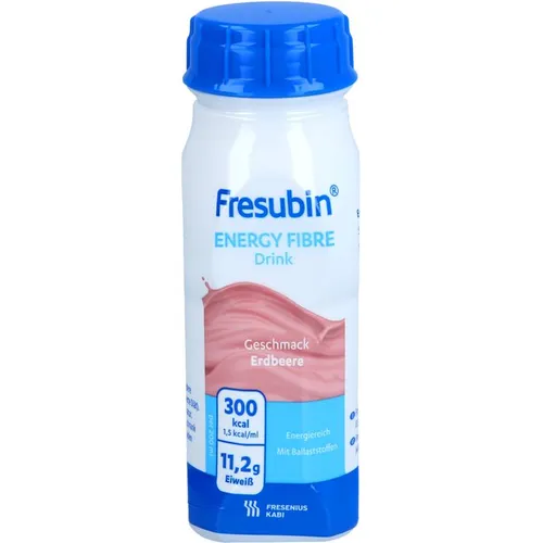 Fresubin Energy Fibre DRINK Erdbeere - 6x200 ml - Arzneimittel zur Unterstützung der Ernährung, mit Ballaststoffen für eine verbesserte Verdauung und leckeren Erdbeergeschmack.