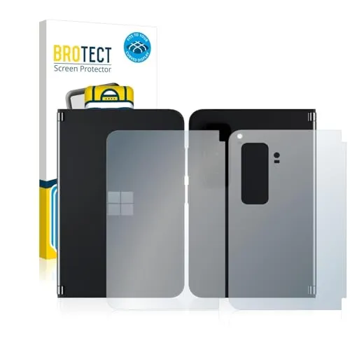 BROTECT 2 Stück Full-Cover Schutzfolie für Microsoft Surface Duo 2 (Display+Rückseite) Full-Screen Displayschutz-Folie [3D Curved, Kristall-Klar]