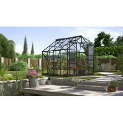 Vitavia Gewächshaus "Jupiter 6700" schwarz, 6,7 m² - Garten-Zubehör: Aktionsangebot mit über 100 Euro Zubehör, inklusive Hygrometer und Min-Max Thermometer für optimale Pflanzenpflege!