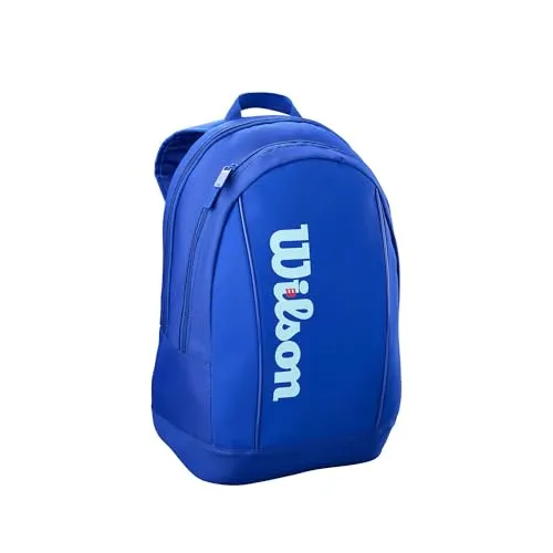 Wilson Tennis-Rucksack Ultra V5 Junior 2025 - elektrisch blau - Tennisschläger Rucksack mit 2-Fach für bis zu 2 Schläger, gepolsterten Schultergurten und großem Hauptfach für Ausrüstung – ideal für junge Spieler.