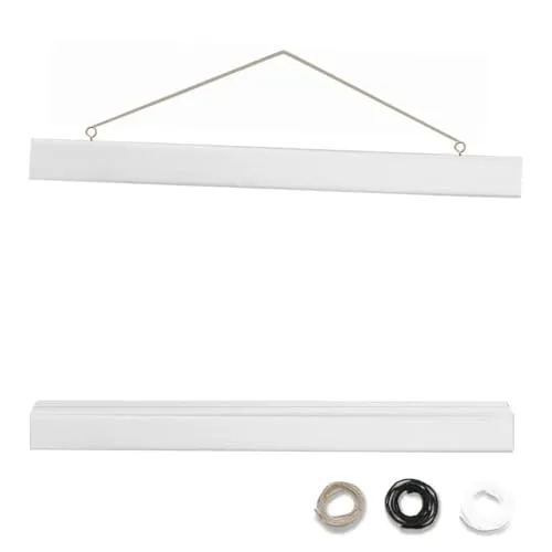 artissimo, PE6564-PL, magnetische Posterschiene für Bilder DinA2 hoch oder Poster 50x70cm, Breite 50cm, Posterleiste aus Echtholz weiß, Posterhalter, Posterhänger Holz, Klemmschiene Hanger Holder
