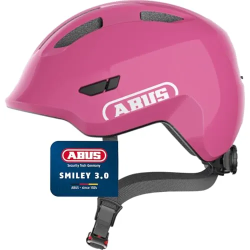 ABUS Unisex Fahrradhelm Pink (Shiny Pink) M (50-55 cm) - Fahrradhelm für Kinder mit stoßabsorbierendem Hartschaum, verstellbarem Sitz und Reflektoren für mehr Sichtbarkeit – ideal für sicheres Radfahren.