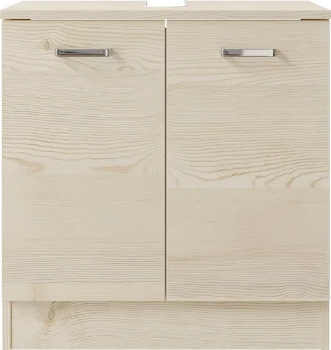 Saphir Waschbeckenunterschrank Quickset 301 - 60,2 cm breit beige - Waschbeckenunterschrank mit 2 Drehtüren und Siphonausschnitt, ideal für platzsparende Badezimmerlösungen. Hergestellt in Deutschland, melaminharzbeschichtet für einfache Pflege.