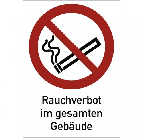 König Werbeanlagen Hinweisschild Rauchverbot im gesamten Gebäude, Kombischild, ISO 7010