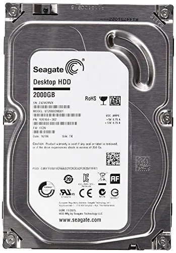 Seagate Desktop ST2000DM001 HDD 2 TB - Zuverlässige interne Festplatte - Festplatte für Desktop-PCs mit 2 TB Speicher, 6 Gbit/s SATA-Schnittstelle für schnelle Datenübertragung und AcuTrac-Technologie für zuverlässige Leistung.