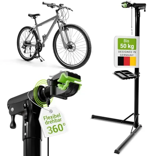 Juskys Fahrrad-Montageständer: klappbar, höhenverstellbar & 360° drehbar - Fahrrad-Montageständer für E-Bikes bis 50 kg, bietet Flexibilität und Stabilität beim Reparieren und Warten Ihrer Fahrräder.