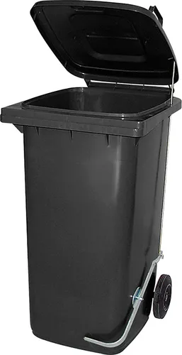 BRB Müllbehälter 80 Liter mit Fußpedal - Praktische 80 Liter Mülltonne in grau mit Fußpedal für komfortable Deckelöffnung. Witterungsbeständig und robust, ideal für den täglichen Einsatz im Innen- und Außenbereich.