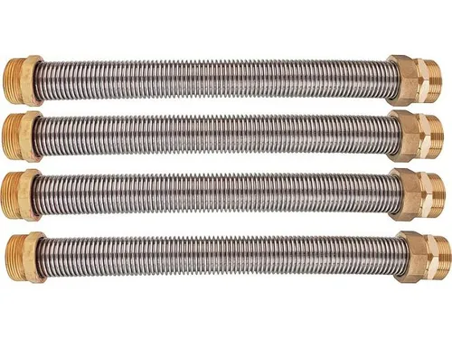 Speicherverbinder-Wellrohrset 2'AG x 200mm, V4A – 4 Stück - Hochwertiges Wellrohrset aus V4A für langlebige Verbindungen. Ideal für professionelle Anwendungen, robust und korrosionsbeständig.