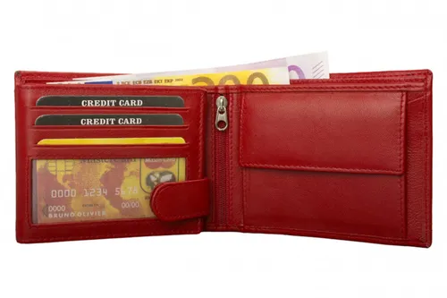 Geldbörse Nappa-Leder rot uni – Praktische Scheintasche - Moderne Geldbörse aus echtem Nappa-Leder mit großzügigem Platzangebot für Karten. Ideal für den täglichen Gebrauch mit einem kompakten Design und sicherem Reißverschlussfach.