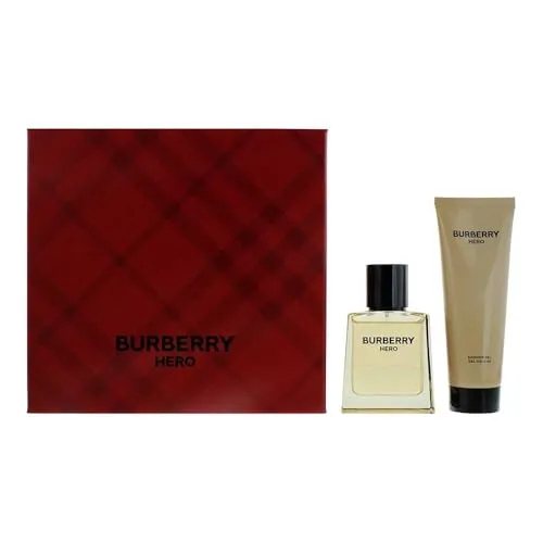 Burberry Hero Eau de Toilette 50 ml - Festliches Duftset 2024 - Parfum Set für Herren mit dem aromatischen Burberry Hero Duft, ideal für die Festtage. Enthält 50 ml Eau de Toilette und 75 ml Duschgel, perfekt verpackt im festlichen Burberry Check.