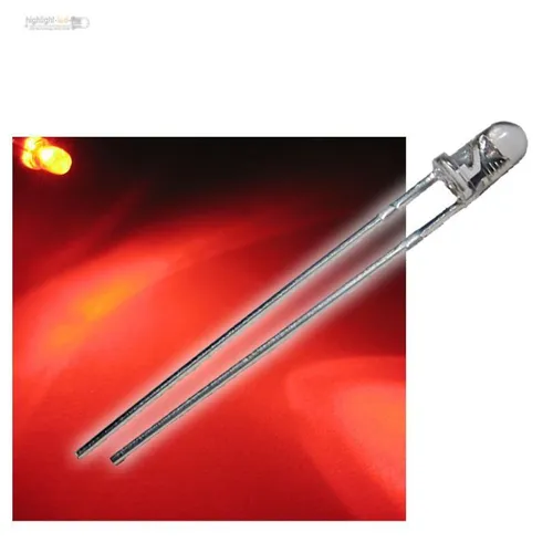 LEDs 3mm Rot wasserklar WTN-3-500r, rote LED red rouge rojo rosso rood 50