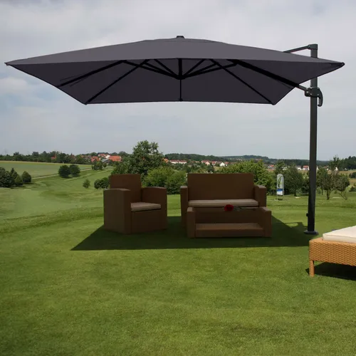 Gastronomie-Ampelschirm HWC-A96, 3x4m - Flexibler Sonnenschutz für jeden Anlass - Sonnenschirm aus robustem Polyester und Aluminium, windstabil mit 5-facher Höhenverstellung und 360° Drehfunktion – ideal für Gastronomie und Garten.
