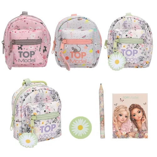 Depesche TOPModel Mini Rucksack mit Schreibset - Kreativer Mini-Rucksack für Notizen, inklusive Bleistift, Radierer und Notizbuch. Ideal für unterwegs, mit sicherem Karabiner und in drei süßen Designs erhältlich.