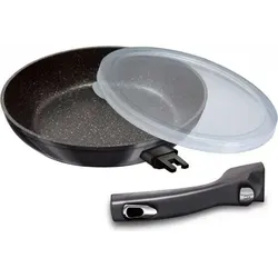 Berlinger Haus Granitbratpfanne 28cm Carbon Pro - Schwarz - Hochwertige Pfanne mit dreifacher Granitbeschichtung für kratzfreies Kochen. Abnehmbarer Griff für einfachen Backofenbetrieb und energiesparendes TURBO-INDUKTIONS-System. Ideal für alle Herdarten.