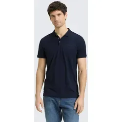 TOM TAILOR Poloshirt Poloshirts Fitted Poloshirt mit Logo-Print blau XXL (56/58)