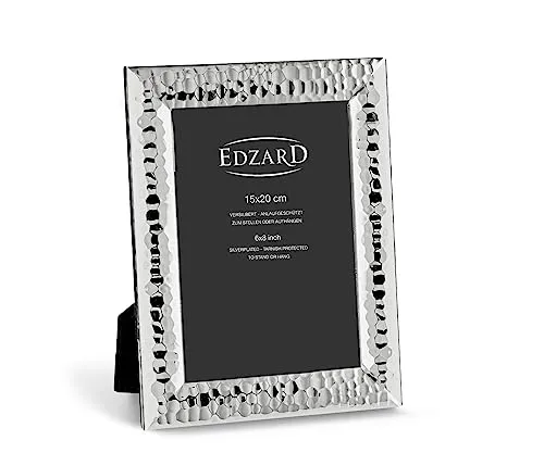 EDZARD Fotorahmen Gubbio 15 x 20 cm - Wand- & Tischbilderrahmen, edel versilbert und anlaufgeschützt, vielseitig einsetzbar zum Stellen und Hängen, ideal als stilvolles Geschenk.