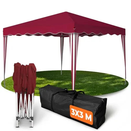 Kronenburg Faltpavillon 3 x 3 m - Wasserdicht und UV-Schutz 50+ - Gartenlauben mit 100% wasserdichtem Dach, ideal für jede Wetterlage. Inklusive Tragetasche und Zubehör für einfachen Aufbau.