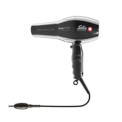 SOLIS OF SWITZERLAND Swiss Perfection 360° Profi-Föhn - Haartrockner mit 2300 W Leistung, Kaltstufe und IonicPRO-Technologie für 50% mehr Luftdruck – ideal für professionelles Styling.