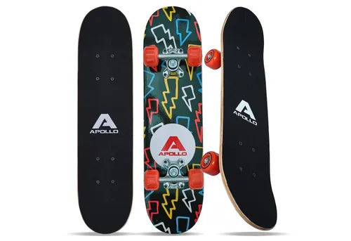 Apollo 24" Kinderskateboard – Flash - Skateboard für Kinder ab 5 Jahren, ideal zum spielerischen Erlernen des Skateboardens, mit symmetrischem Shape und robustem Holzdeck.