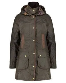 Damen Jacke BOWER 34 - Robuste Wachsjacke im klassischen Beadnell-Stil, ideal für kalte Wintertage. Mit Cordkragen, abnehmbarer Kapuze und praktischen Taschen bietet sie Komfort und Stil für jeden Anlass.