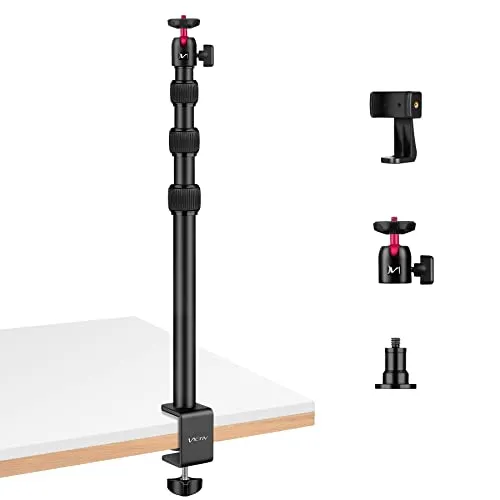 Victiv Kamera Tischstativ für DSLR Canon, 37cm-105cm Multifunktional Lichtstativ Klemmstativ Mit 1/4" Kugelkopf Lampenkopf, Handy Tisch Stativ mit Handyhalterung for Smartphone, Table Tripod