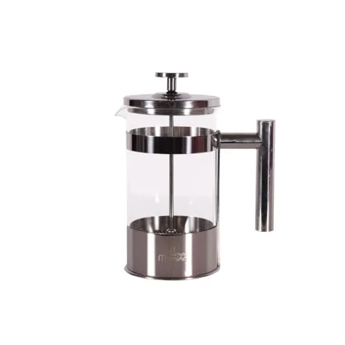 ANY MORNING French Press Kanne 600 ml - Elegante French Press aus Edelstahl und Borosilikatglas, ideal für Kaffee und Tees. Mit 3-stufigem Filtersystem für volles Aroma und mobil einsetzbar – perfekt für Zuhause oder unterwegs.