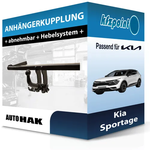 Abnehmbare Anhängerkupplung für Kia Sportage 2018-2022 - Anhängerkupplung von Auto Hak, abnehmbar, mit 2200 kg Anhängelast. Keine Eintragung in Fahrzeugpapiere nötig, ideal für flexibles Fahren!