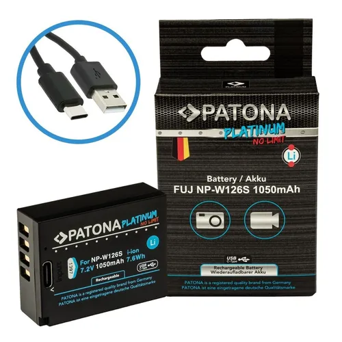 PATONA Platinum NP-W126s NP-W126 - 1100mAh USB-C Akku für Fuji Kameras, direkt aufladbar ohne Ladegerät, sicher und leistungsstark