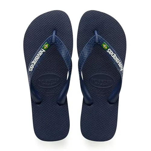 HAVAIANAS BRASIL LOGO RED - Original Badeschuhe - Authentische brasilianische Zehenstegsandalen mit Nationalflaggen-Riemen und dreifarbiger Gummisohle in Gelb, Grün und Blau. Ideal für Strand und Freizeit!