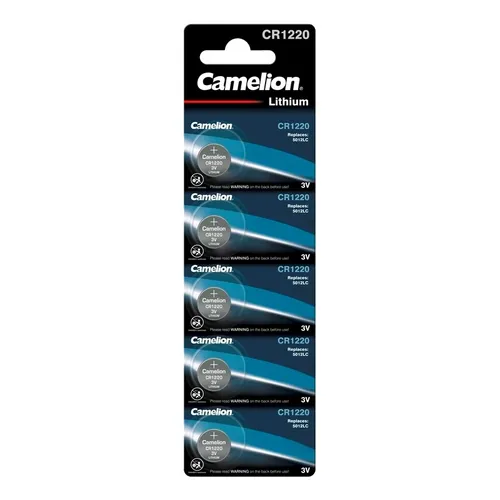 5x CR1220 Lithium-Knopfzelle 3 Volt von Camelion - Zuverlässige 5er-Packung CR1220 Lithium-Knopfzellen mit 3 Volt für verschiedene Anwendungen. Ideal für Uhren, Taschenrechner und mehr. Lange Lebensdauer und hohe Leistung.