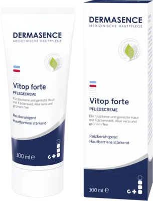 Dermasence Vitop forte Creme - Medizinische Körperpflege für extrem trockene und empfindliche Haut, mit natürlichem Wirkkomplex aus Färberwaid, Aloe Vera und Grünem Tee zur Beruhigung und Reduzierung von Rötungen.