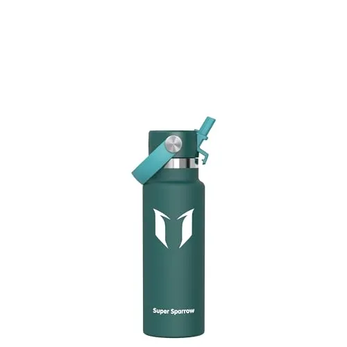Super Sparrow Edelstahl Trinkflasche Kinder - Ultraleicht Thermobecher - 350ml - Standardmund Stroh-Deckel - BPA-Frei Thermoskanne, Thermosflasche für Sport, Travel, Schule, Outdoor, Büro
