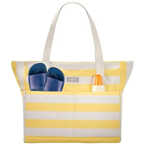 LARKSON Strandtasche Linn - Wasserabweisende Beach Bag mit Reißverschluss - Strandtasche "Linn" von Larkson - Ideal für Strand und Urlaub, wasserabweisend mit 21 Litern Volumen für Handtücher und Snacks, inklusive praktischen Seitentaschen für Essentials.