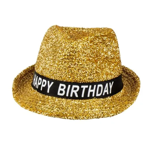 Boland - Hut Happy Birthday, Hut mit Glitzer für den Geburtstag, Banderole mit Schrift, Accessoire für Party, Geschenk