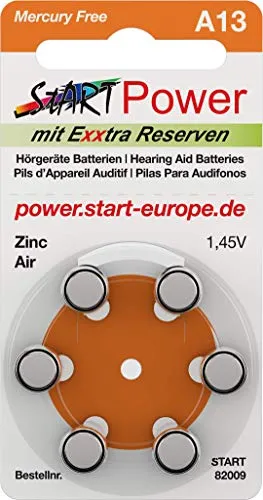 START - 60 Batterien für Hörgeräte - Typ A13-1.45V - 280mAh - PR48, 82003