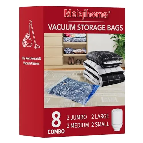 Vakuumbeutel mit elektrischer Luftpumpe, 2 Jumbo, 2 groß, 2 Midi, 2 kleine Beutel, platzsparende Versiegelungsbeutel, luftdichte Kompressionsbeutel für Kleidung, Kissen, Bettdecken, Decken,