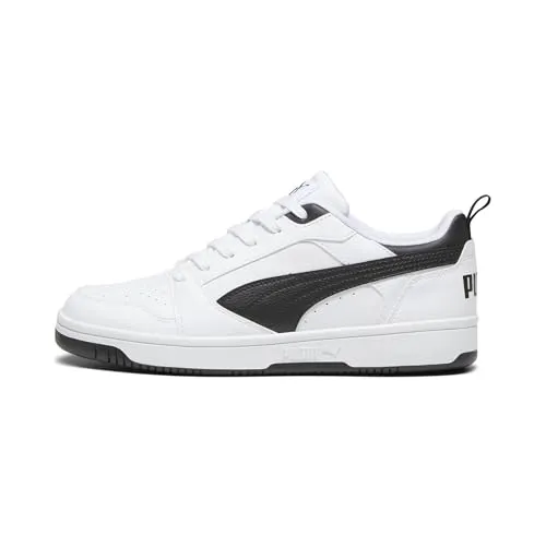 PUMA REBOUND V6 LOW Sneaker, Gr. 45, schwarz-weiß - Sportliche Sneaker inspiriert vom Basketball, ideal für den Alltag. Mit niedrig geschnittener Silhouette und hochwertigem Obermaterial aus Synthetik für optimalen Tragekomfort.