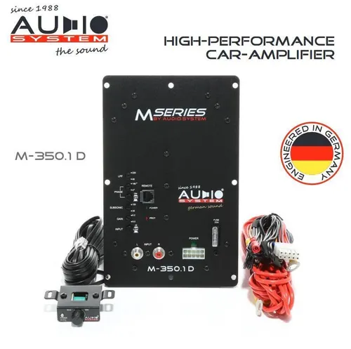 Audio System M-350.1 D Verstärker - 1-Kanal Digital Mono Verstärker mit 350 Watt RMS, ideal für kraftvollen Sound im Auto, flexibel einsetzbar und mit Fernbedienung.
