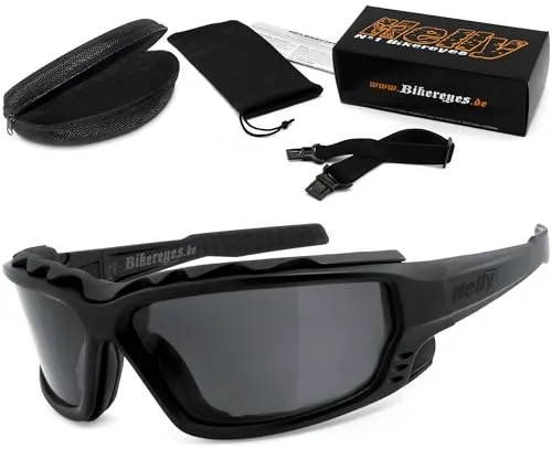 Helly - No.1 Bikereyes Motorradbrille - Multifunktionsbrille für Biker, winddicht und beschlagfrei, mit abnehmbarer Polsterung und verstellbarem Band für optimalen Sitz und maximalen Schutz.