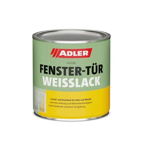 ADLER Fenster- und Türenlack - Weißlack matt 2,5 Liter - Acryl Weisslack für Innen und Außen - Wetterfeste Grundierung und Lackfarbe für Holz, Metall & Kunststoff