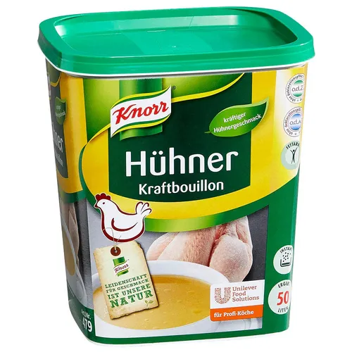 Knorr® Hühner Kraftbouillon 1,0 kg - Hochwertige Brühe für intensive Geschmackserlebnisse, ideal zum Verfeinern von Suppen und Saucen.