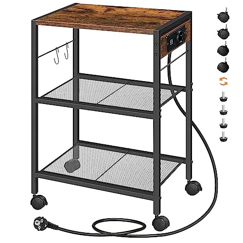 HOOBRO Druckerständer mit Ladestation - Druckerständer mit 2 USB- und 1 Standardsteckdose, ideal für Heimbüros. Multifunktional und stabil, mit Rollen oder verstellbaren Füßen für maximale Flexibilität.