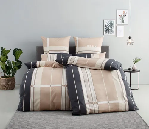 H.I.S Bettwäsche "Golfi" 135x200 & 155x220 cm - Bettwäsche aus 100% Baumwolle mit sportlichem Streifen-Design, hautfreundlich und bis 60°C waschbar. Unterstützt Cotton made in Afrika und ist Made in Green zertifiziert.