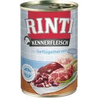 RINTI Kennerfleisch Geflügelherzen 400 g - Hundefutter mit hochwertigen Geflügelherzen, reich an Proteinen und ideal für die gesunde Ernährung Ihres Hundes.