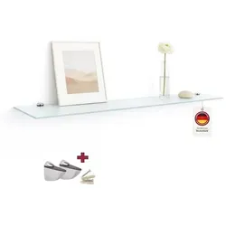 HOOZ Wandregal Glasregal 100 cm – Platzsparende Wandablage - Elegantes Wandregal aus bruchsicherem ESG-Glas, ideal für Bad, Küche oder Wohnraum. Inkl. stabiler Metallhalterungen für einfache Montage. Maximale Belastbarkeit: 8 kg. Pflegeleicht und stilvoll!