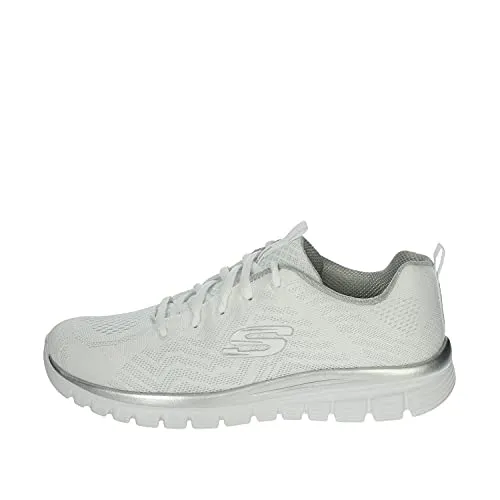 Skechers Damen Graceful Get Connected Sneakers, Weiß, 38 EU - Damen-Sneaker mit atmungsaktivem Obermaterial und bequemer Memory Foam-Dämpfung für ultimativen Tragekomfort den ganzen Tag.