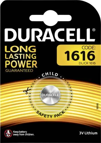 Duracell DL 1616 Electronics - Lithium-Knopfzelle CR1616, 3V, 45mAh, zuverlässige Energiequelle für elektronische Geräte