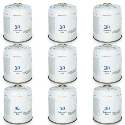 Z.M.C 9X Gaskartuschen 450g - Vielseitige Schraubkartuschen für Outdoor-Einsätze - Die Z.M.C Gaskartuschen mit 450 g Inhalt sind ideal für Unkrautbrenner und Gaslötgeräte. Dank des Sicherheits-Verschlusses und kompakten Designs bieten sie zuverlässige Leistung und einfache Handhabung für verschiedene Anwendungen im Freien.