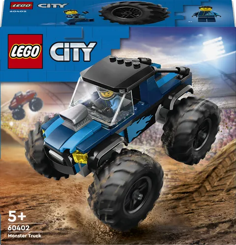 LEGO City Blauer Monstertruck - Offroad-Auto-Spielzeug mit Rennfahrer-Minifigur, ideal für spektakuläre Stuntshows und kreative Abenteuer