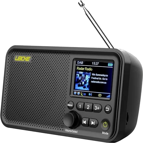 Leicke Tragbares DAB+ Radio DAB+ und UKW Radio, Küchenradio, 2,4" Farbdisplay Radio (5 W, 80 Voreinstellungen, MicroSD/TF/AUX Anschluss, Alarmfunktionen)